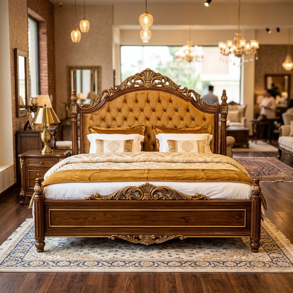 Royal Hand-Carved Teak Bed